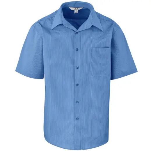 Mens Short Sleeve Micro Check Shirt Blue